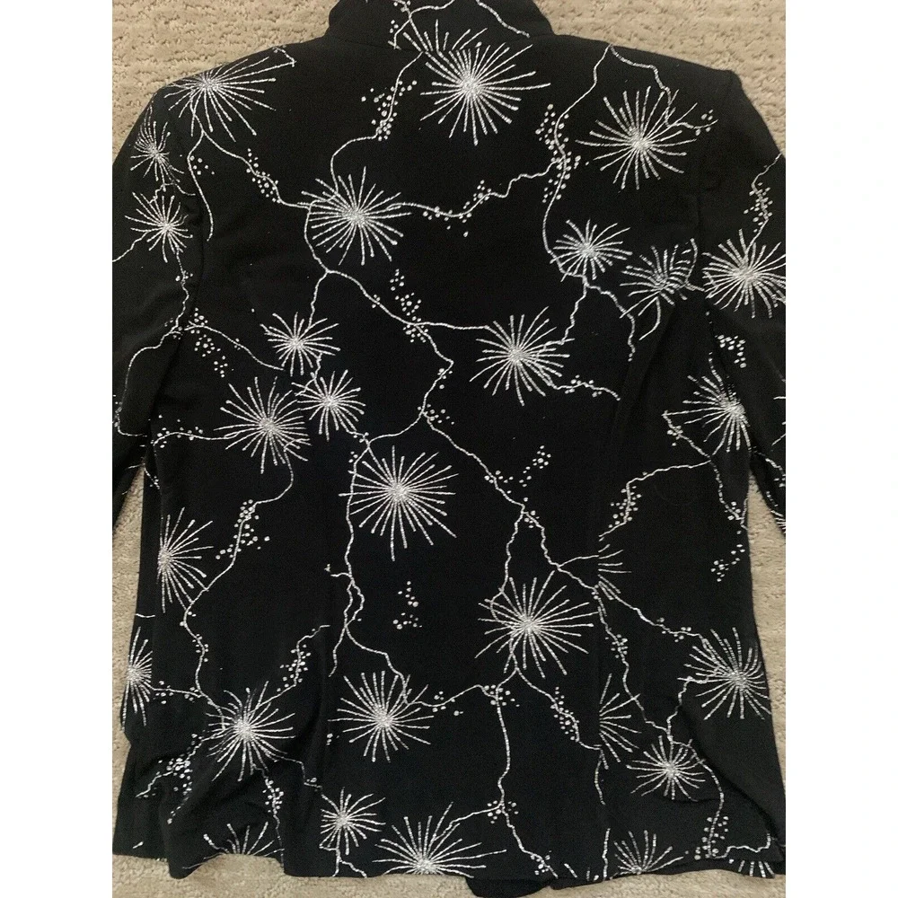 Alex Evenings Womens Black Starburst Velvet Jacket Size Small Whimsigoth Witchy